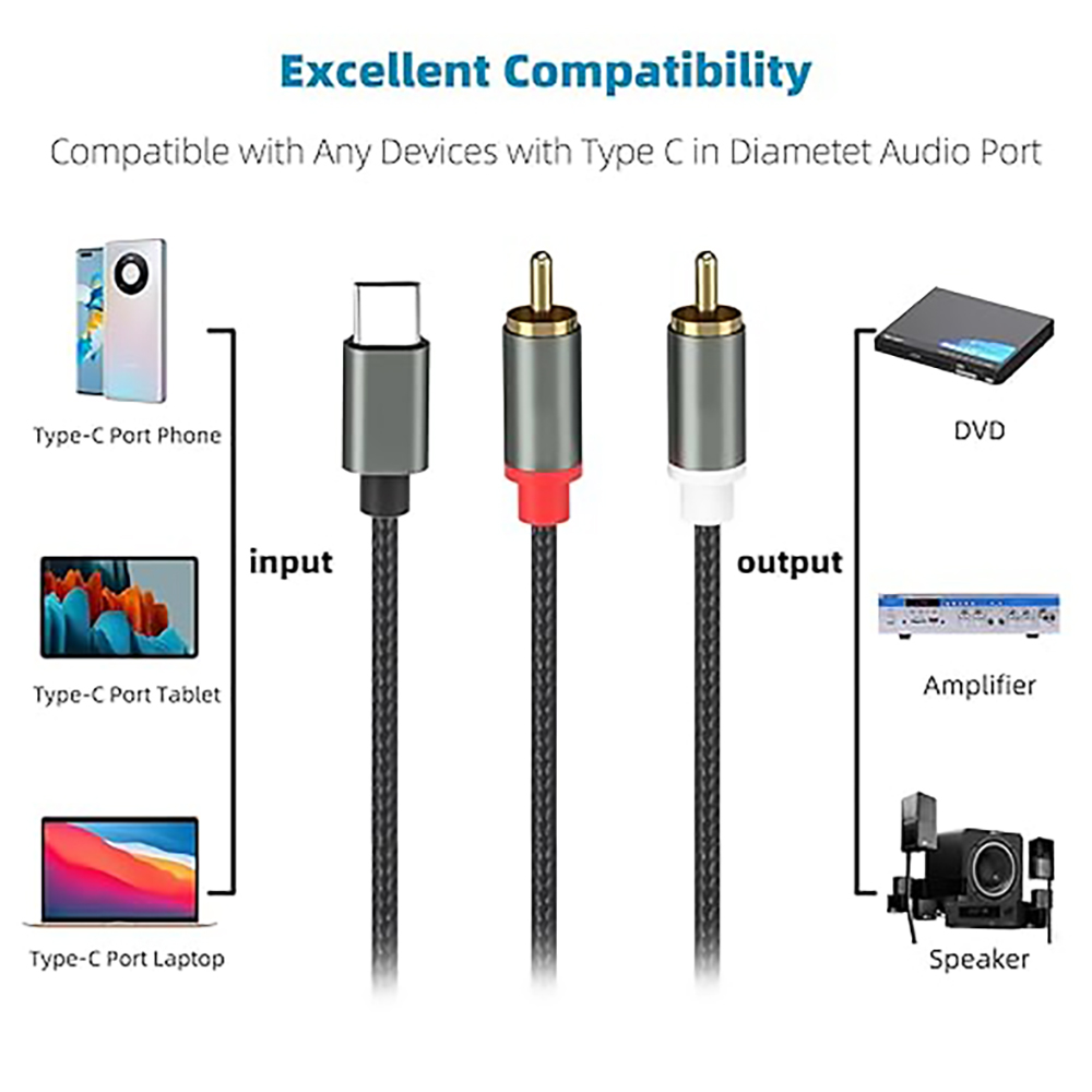Cavo audio da USB C a 2 RCA, t - Earphone Splitter Jack recensione e prezzo